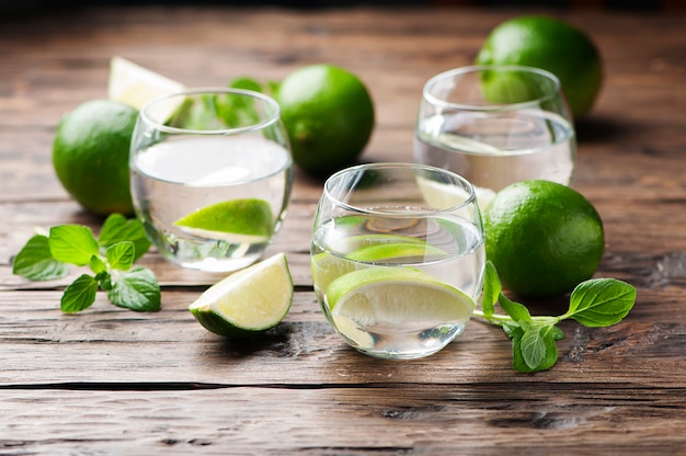 Fresh cocktail with lime and mint