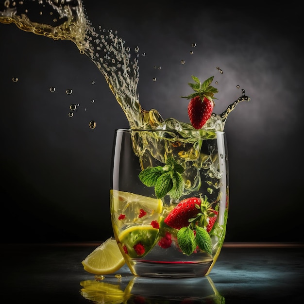 Свежие коктейли с фруктами и тропическими соками, напитки с генерацией AI