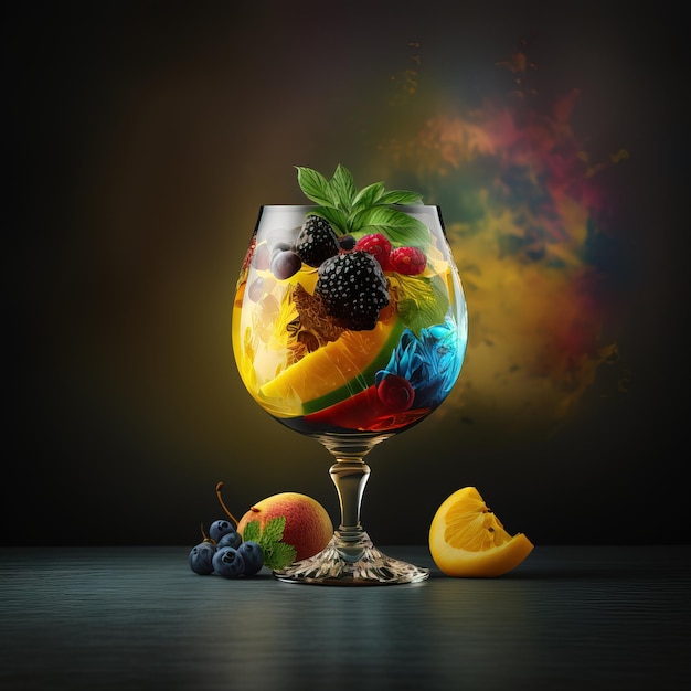 Fresh cocktails with fruits and tropical juice drinks generative AI