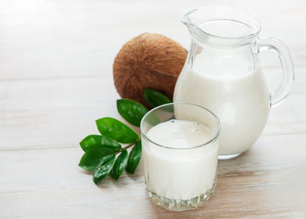 Fresh coconut milk, vegan non dairy healthy drink