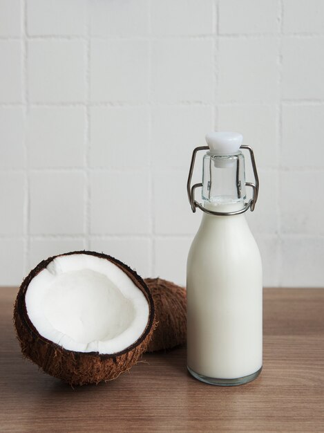 Fresh coconut milk, vegan non dairy healthy drink