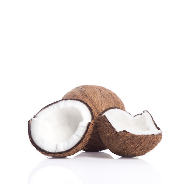 Fresh coconut on a white background