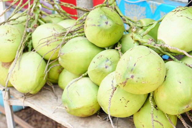 Fresh coconuts sold in the market