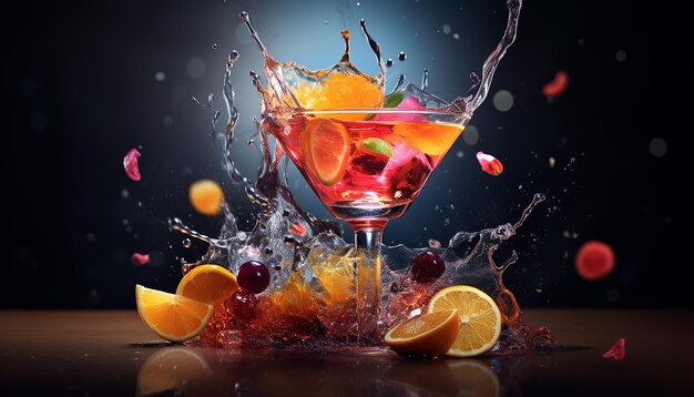 Fresh coctail advertisement photoshoot Colorful professional concept