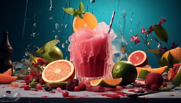 Fresh coctail advertisement photoshoot Colorful professional concept