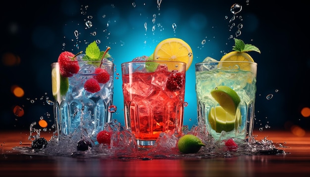 Fresh coctail advertisement photoshoot Colorful professional concept