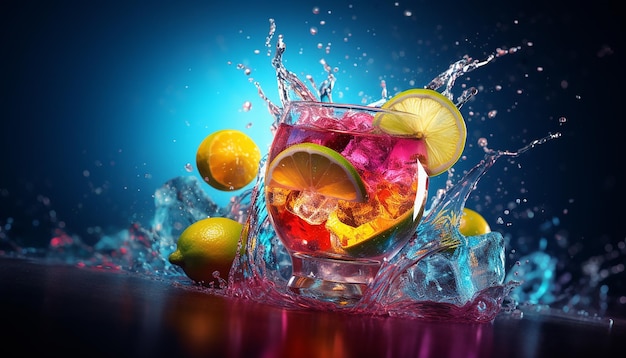 Fresh coctail advertisement photoshoot Colorful professional concept