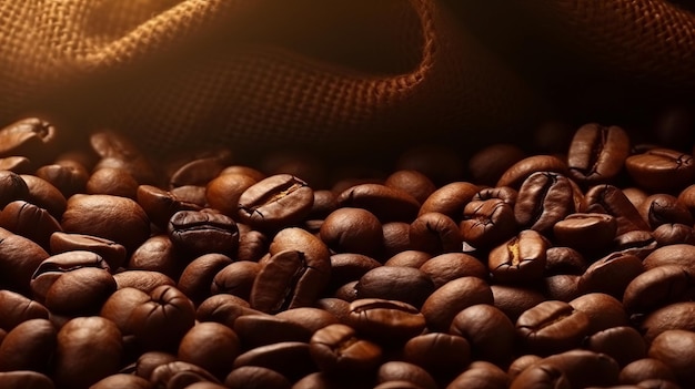 Fresh coffee beans banner coffee beans background