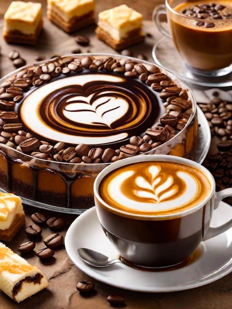 Fresh coffee sweet dessert indulgence in refreshing heat