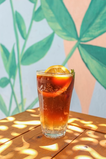 fresh cold tea to refresh the summer with seasonal fruits