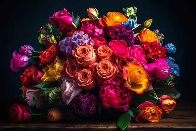 Fresh colorful celebrate flowers generative ai