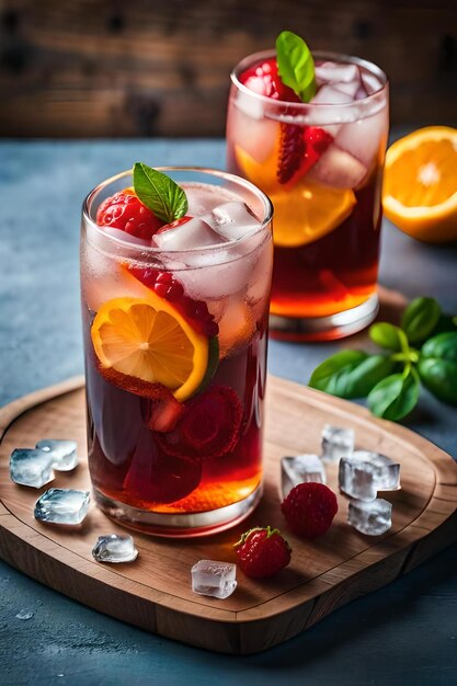 Foto cocktail di frutta fresca e colorata