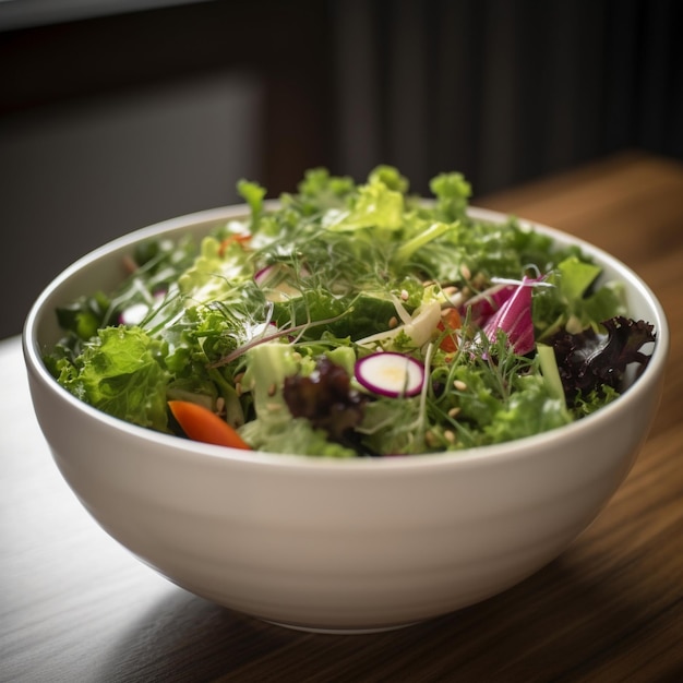 Fresh and Colorful Salad Bowl with Delicious Dressing