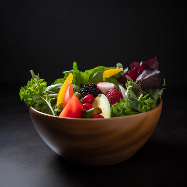 Fresh and Colorful Salad Bowl with Delicious Dressing