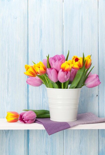 Fresh colorful tulip flowers bouquet