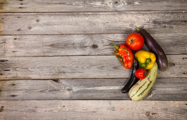 fresh colourful Vegetables on wood table