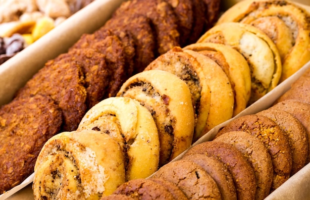 Fresh cookies in a box