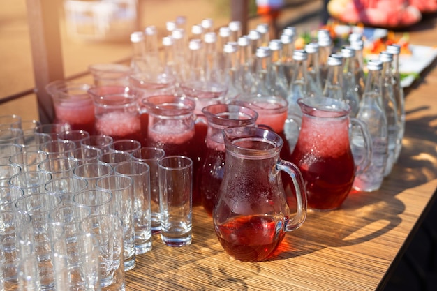 fresh cool drinks on the table at the event