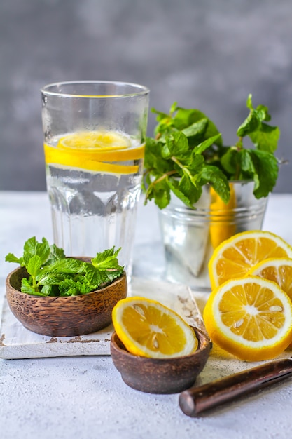 Fresh cool lemon and mint water