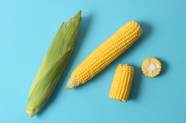 Fresh corn closeup on the table closeup