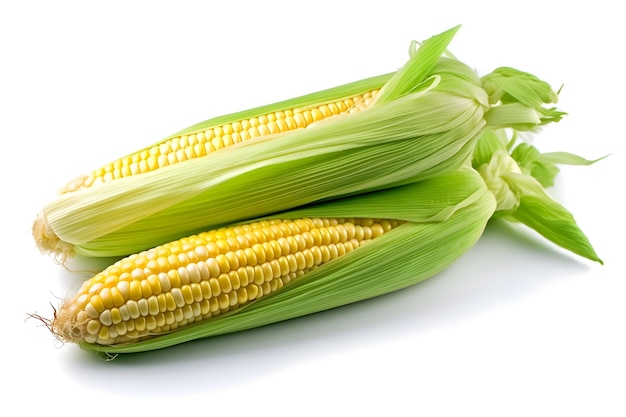 Fresh corn on the cob on white background