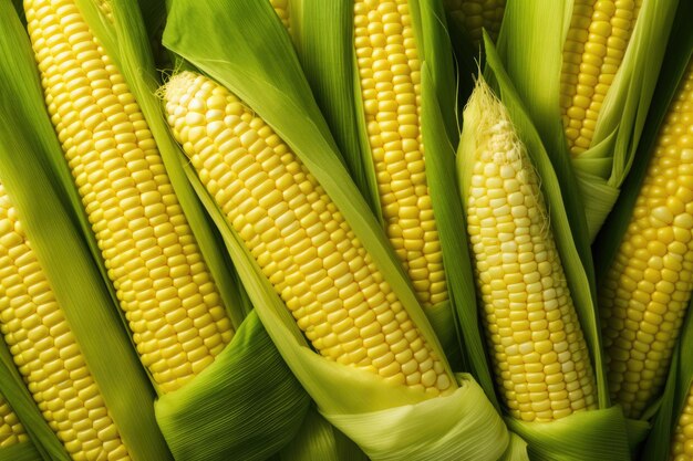 Fresh corn cobs background