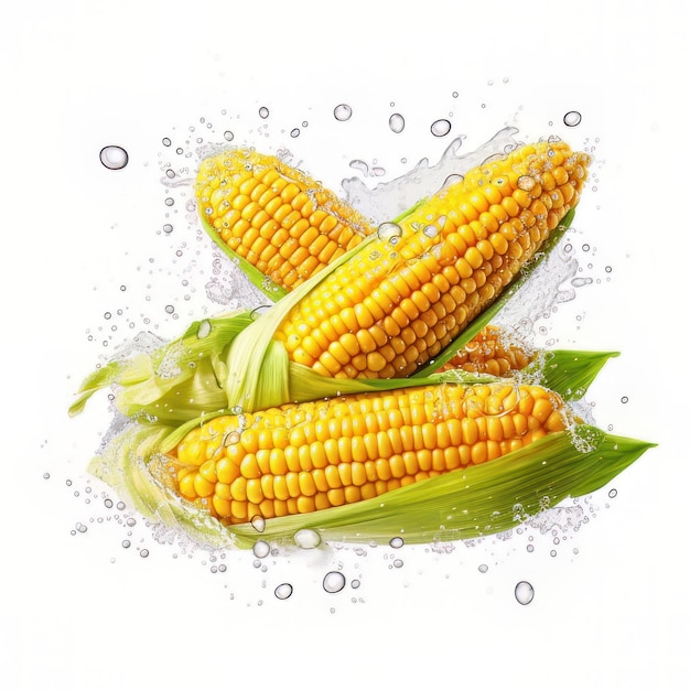 Fresh corn cobs isolated on a white background