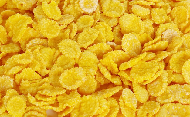 Fresh corn flakes close up background