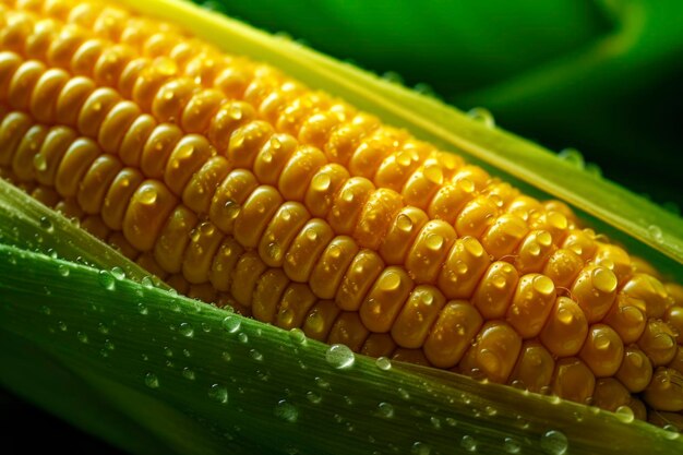 Fresh corn and homemade boiled cooked corn on cob for thanksgiving day celebration closeup illustration of traditional american corns at autumn harvest season generated ai
