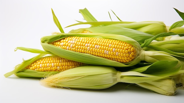 Fresh Corn Kernels on White Background