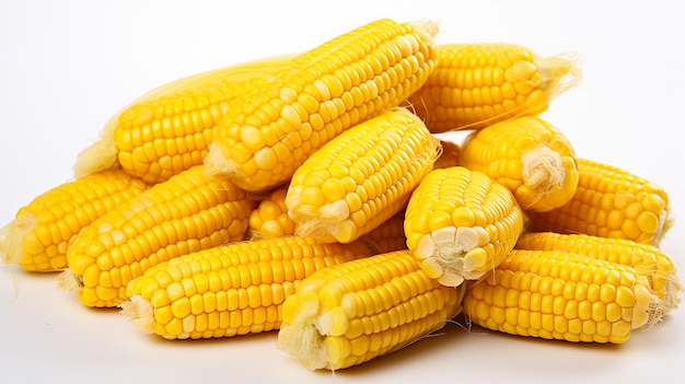 Fresh Corn Kernels on White Background