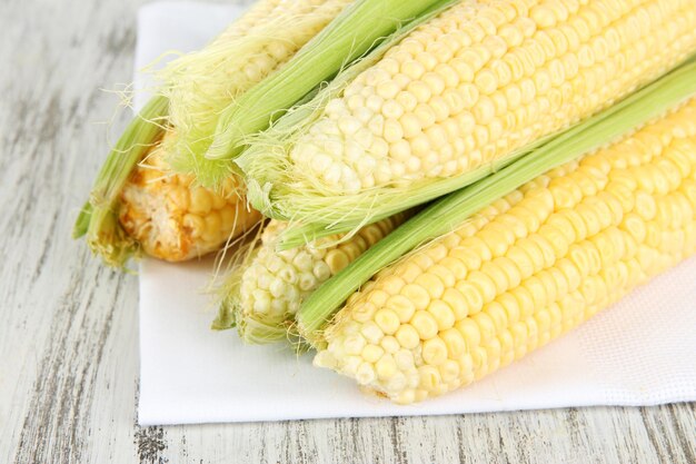 Fresh corn vegetable on wooden table