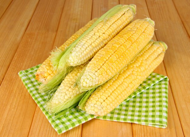 Fresh corn vegetable on wooden table