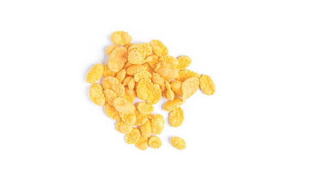 Fresh cornflakes on a white background