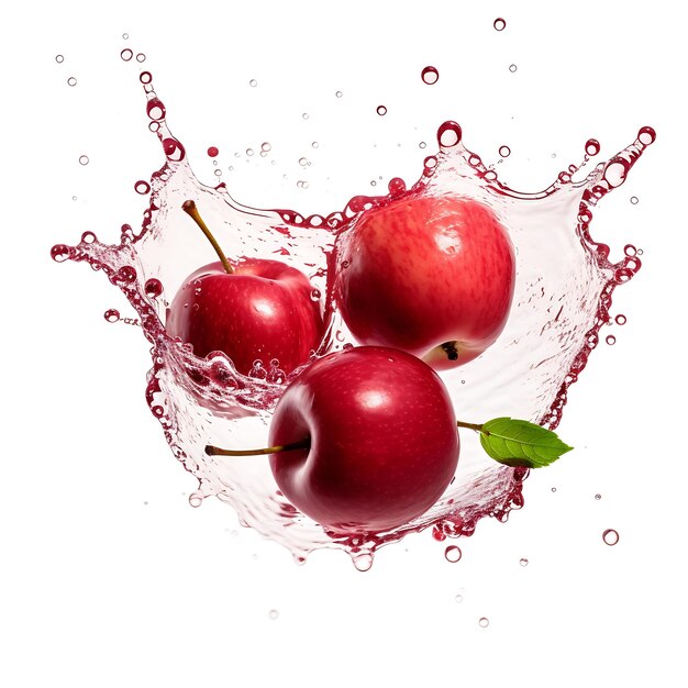 Fresh Crabapple and splash of water on white background