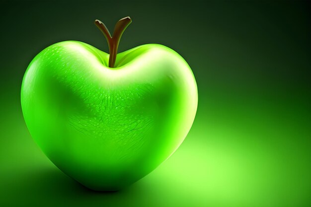 Fresh creative green shiny apple with small hearts photo Leonardo AI platform