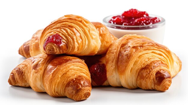 Fresh croissant on white background