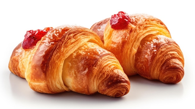 Fresh croissant on white background