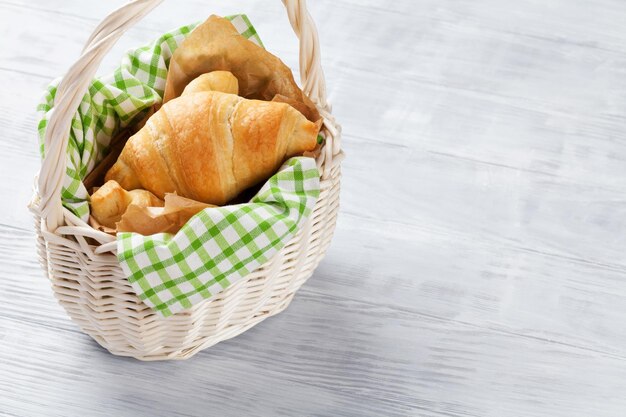 Fresh croissants basket