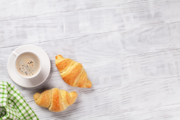 Fresh croissants and coffee