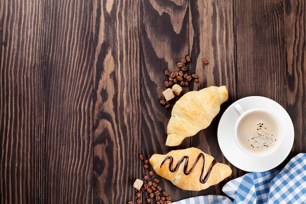 Fresh croissants and coffee