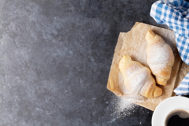 Fresh croissants and coffee