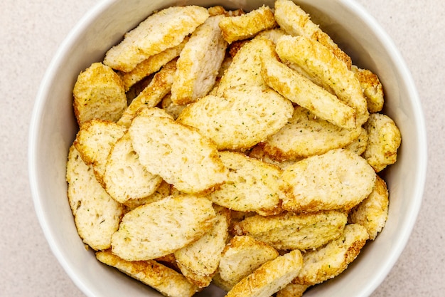 Fresh croutons for hot autumn cream soups