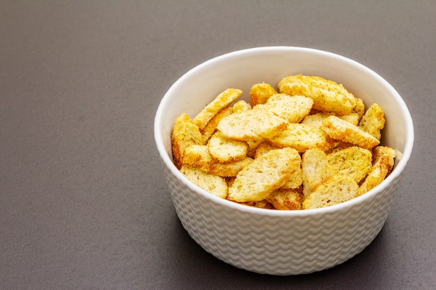 Fresh croutons for hot autumn cream soups