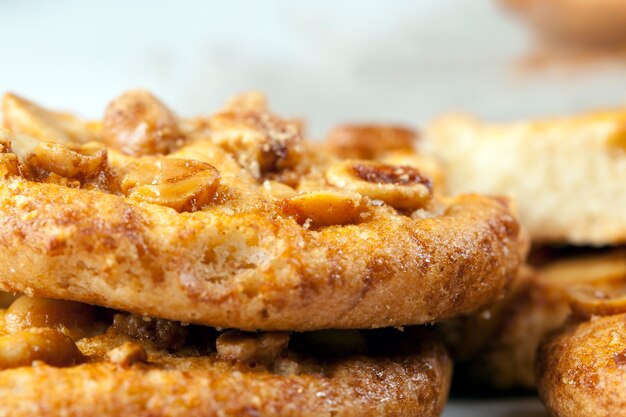 Fresh crunchy cookies made from wheat flour and roasted peanuts