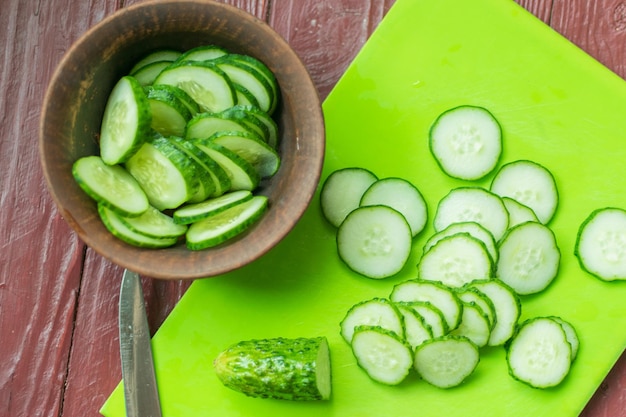 Fresh cucumber cut into slices