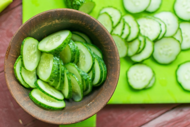 Fresh cucumber cut into slices