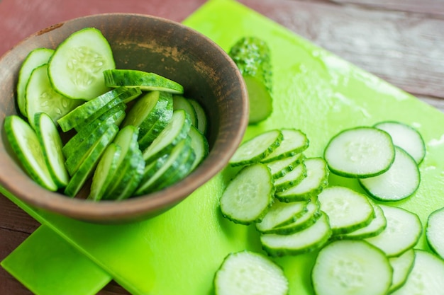 Fresh cucumber cut into slices