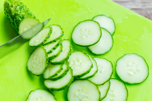 Fresh cucumber cut into slices