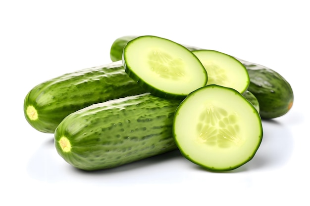 Photo fresh cucumber isolated on white background eco vegetables